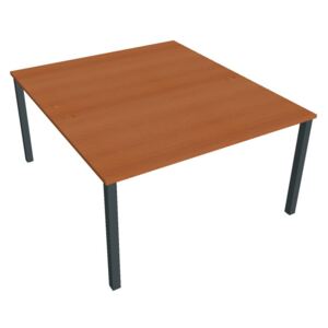 Dvojstůl pracovní rovný 140×160 cm - Hobis Uni USD 1400 Dekor stolové desky: třešeň, Barva nohou: černá