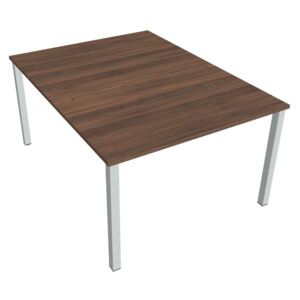 Dvojstůl pracovní rovný 120×160 cm - Hobis Uni USD 1200 Dekor stolové desky: ořech, Barva nohou: Stříbrná
