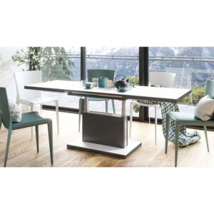 ASTON bílý+antracit (tmavý šedý), rozkládací, zvedací konferenční stůl, stolek