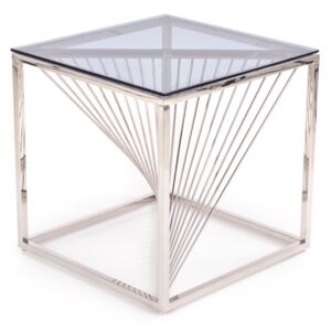 Expedo Konfereční stolek SERENA, 55x55x55, kouřové sklo/stříbrná