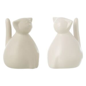 Dekorace Kočka výška 11cm, délka 8cm, keramika, 2 druhy (béžová, bílá), cena za 1 ks