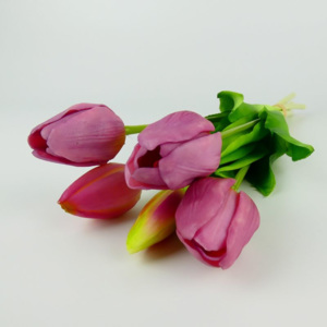 Umělé tulipány latexové světle fialové, svazek 5 ks