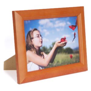 CLASSIC - ORANGE - dřevěný fotorámeček oranžový na fotky: 13x18cm, zasklení: Sklo
