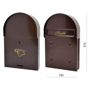 Schránka poštovní (315x195x55mm), max. formát listu: B6, hnědá, oboustrann
