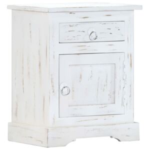 Noční stolek bílý 40 x 30 x 50 cm masivní mangovníkové dřevo