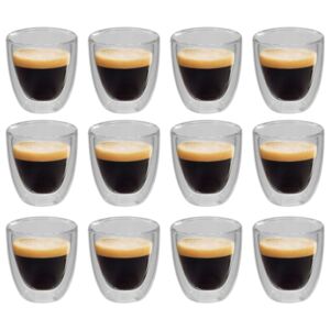 Dvoustěnná termo sklenice na espresso 12 ks 80 ml