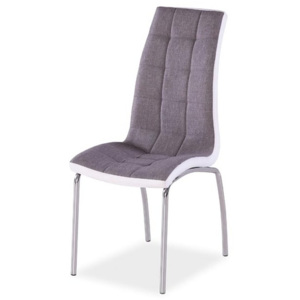 Jídelní židle s čalouněním v šedé barvě s bílým lemováním KN161