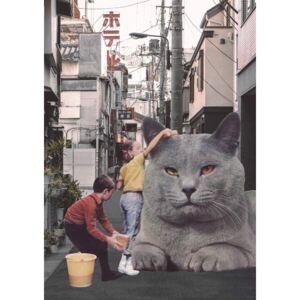 Obraz, Reprodukce - Children washing a giant Cat in Tokyo Streets, Bodart, Florent