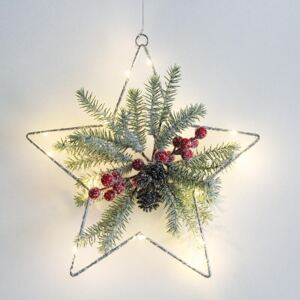 ACA DECOR Vánoční LED dekorativní hvězda se jmelím, 3x AA