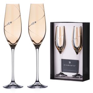 Diamante sklenice na šampaňské v dárkovém balení Amber Silhouette 210ml 2KS