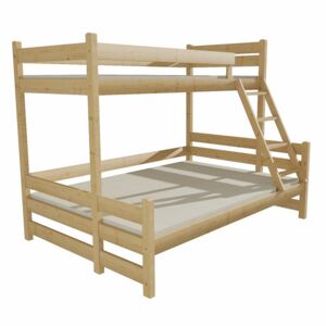 SKLADEM: Dětská patrová postel s rozšířeným spodním lůžkem z MASIVU 200x90cm SE ŠUPLÍKY - PPS004