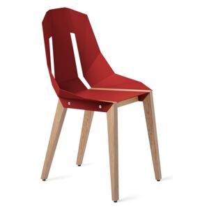 Červená hliníková židle Tabanda DIAGO s dubovou podnoží