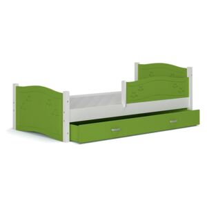 Dětská postel se šuplíkem DAISY - 160x80 cm - zelená s hvězdičkami