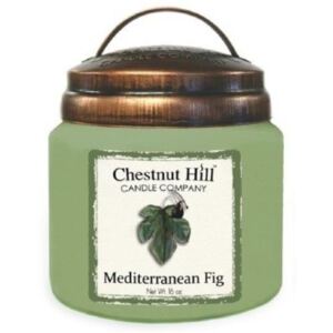 Chestnut Hill - vonná svíčka Mediterranean Fig (Středomořský fík) 454g (Přeneste se do středomořských zemí s tóny šťavnatých fíků, které dokonale provoní celý váš domov. Sofistikovaná a šik vůně, která vás neomrzí a potěší vás při každém příchodu domů.)