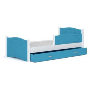 Dětská postel se šuplíkem DAISY - 160x80 cm - modrá s hvězdičkami