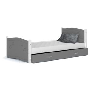 Dětská postel se šuplíkem DAISY Q - 160x80 cm - šedá s hvězdičkami