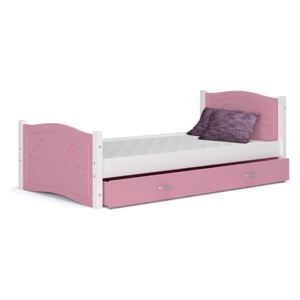 Dětská postel se šuplíkem DAISY Q - 190x80 cm - růžová s hvězdičkami