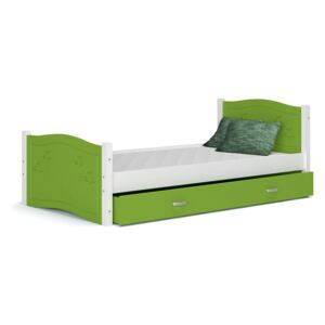 Dětská postel se šuplíkem DAISY Q - 190x80 cm - zelená s hvězdičkami