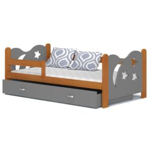 DOBRESNY Dětská postel MIKOLAJ 184x80 cm z borovicového dřeva Barva konstrukce: Olše, Barva ostatních dílů: Bílá