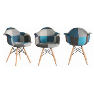 Jídelní židle Wave Patchwork modré 4 ks