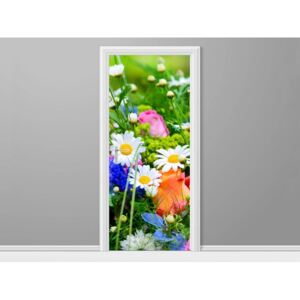 Samolepící fólie na dveře Motýli a květiny v krásné zahradě 95x205cm ND2220A_1GV