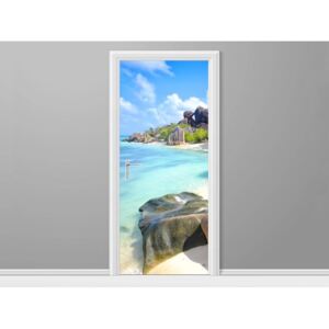 Samolepící fólie na dveře Tropický ostrov La Digue 95x205cm ND2419A_1GV