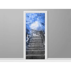 Samolepící fólie na dveře Schody v modrém lese 95x205cm ND3343A_1GV
