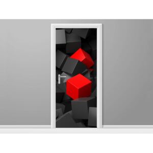 Samolepící fólie na dveře Černo - červené kostky 3D 95x205cm ND3704A_1GV