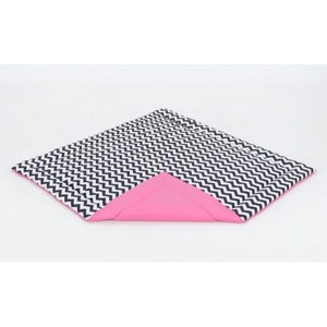 Hrací, přebalovací podložka 120x120cm - bílá/zigzag černý-růžová