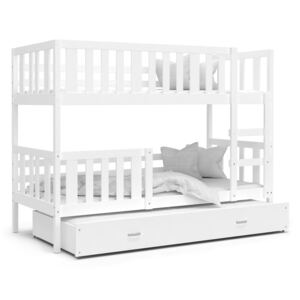 BabyBeds Dětská patrová postel s přistýlkou NEMO bílá Velikost postele: 190x80 cm