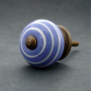 Keramická úchytka-Modrá pastel s proužkem MALÁ Barva kovu: zlatá