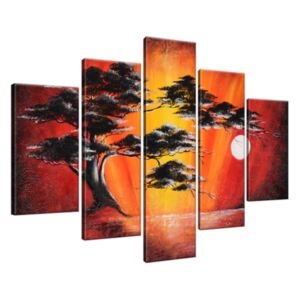 Ručně malovaný obraz Masivní strom při západu slunce 150x105cm RM2513A_5H