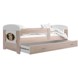 Dětská postel FILIP včetně úložného prostoru (Dub sonoma), Medvídek