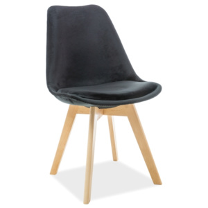Židle DIOR velvet buk/černá polstrování č.105, buk, barva: černá