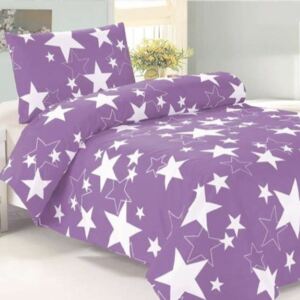 STARS fialové - 140x200cm bavlněné povlečení