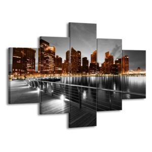 Vícedílný obraz Město v šedém odrazu hladiny 100x70 cm