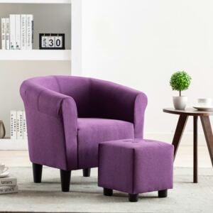 2dílná sada křeslo a stolička fialová textil