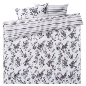 MERADISO® Žerzejové ložní prádlo, 200 x 220 cm (bílá / modré květiny)