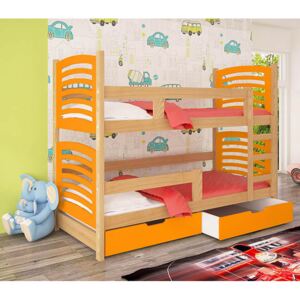 Patrová postel Oli B + 2x matrace - oranžová