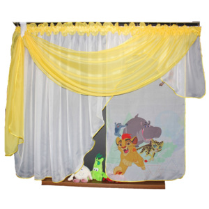 Dětská hotová voálová záclona Tina Disney Lví hlídka 400x150cm žlutá