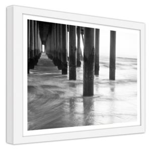 CARO Obraz v rámu - Wooden Bridge Boards 40x30 cm Bílá