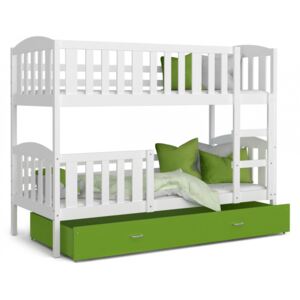 Patrová postel JAKUB včetně úložného prostoru (Bílá), Zelená