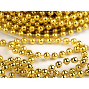 Vánoční perlový řetěz Ø5 mm 25m - 2 zlatá Galanterka