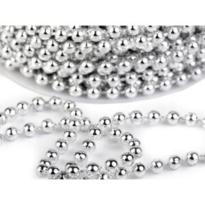 Vánoční perlový řetěz Ø5 mm 25m - 1 stříbrná Galanterka