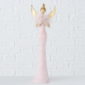 BOLTZE Anděl Janin růžový s peřím, 40cm Typ: Modlící