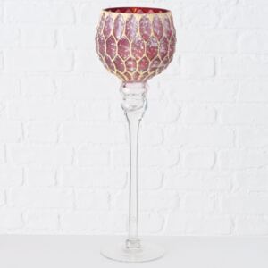 BOLTZE Skleněný svícen pohár Manou růžová Velikost: 40x12 cm