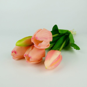 Umělé tulipány latexové růžové, svazek 5 ks