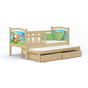 Dětská postel DOBBY P2 s potiskem + matrace + rošt ZDARMA 184x80, borovice/vzor 21
