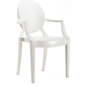 Designová židle Ghost s područkami, bílá