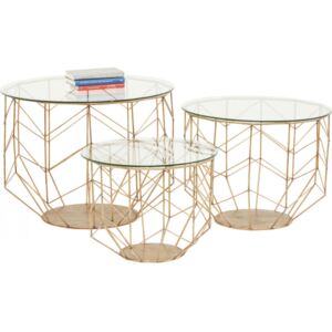KARE DESIGN Konferenční stolek Wire Grid Brass (3/Set)